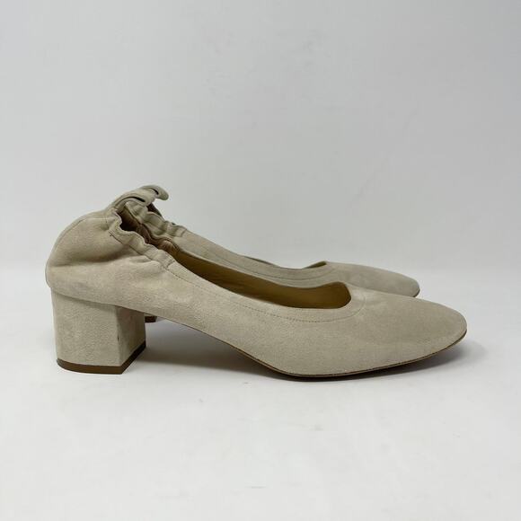 Everlane Natural Suede Leather The Day Heel Womens 11 Elasticized Ballet 2" Heel - Picture 2 of 10